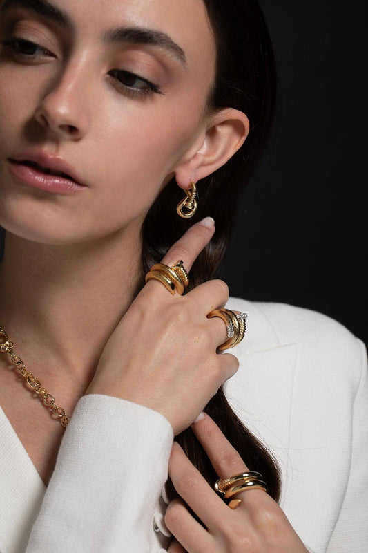 DAVID WEBB-Hammered Nail Ring-YELLOW GOLD