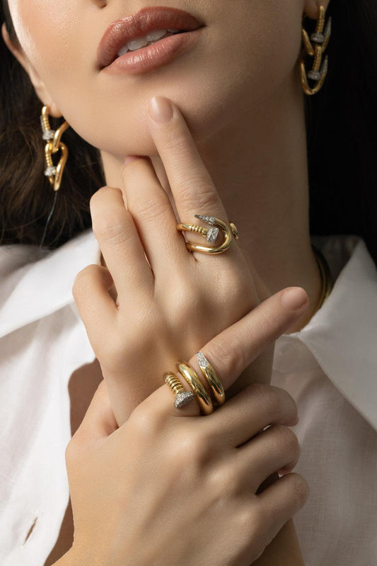 Diamond Nail Ring-YELLOW GOLD-6.5-JEWELRYFINE JEWELRING-DAVID WEBB