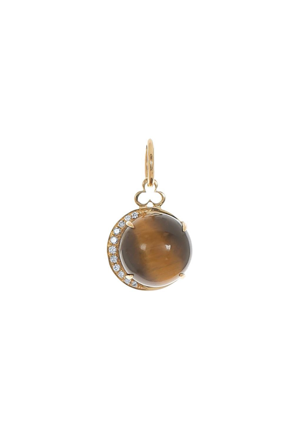 Tiger's Eye Moon Charm-YELLOW GOLD-JEWELRYFINE JEWELPENDANT-DEVON WOODHILL