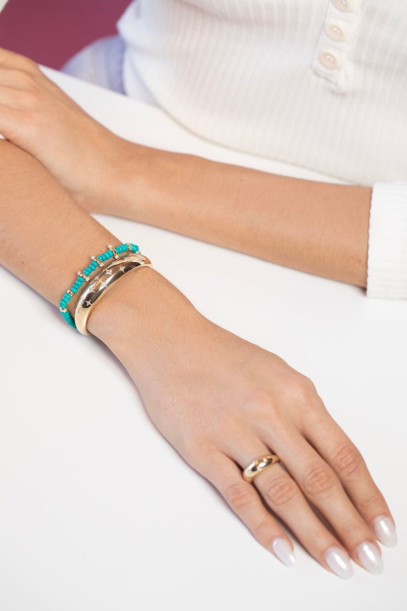 PIECE OF THE WEEK - ZOE CHICCO TURQUOISE RONDELLE BEAD DIAMOND BRACELET