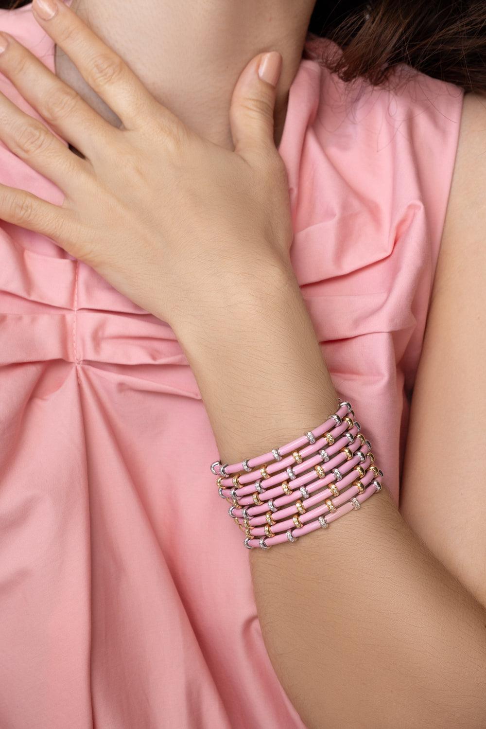 Pink Carly Bracelet - Yellow Gold-YELLOW GOLD-JEWELRYFINE JEWELBRACELET O-SIDNEY GARBER