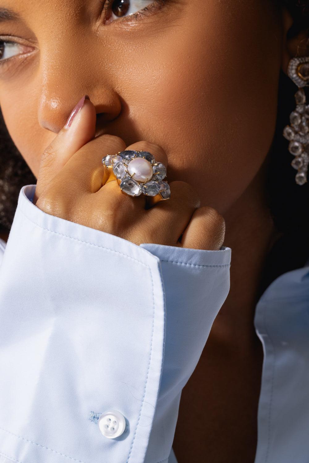 Pearl Purple Sapphire Ring-YELLOW GOLD-7.5-JEWELRYFINE JEWELRING-VICTOR VELYAN