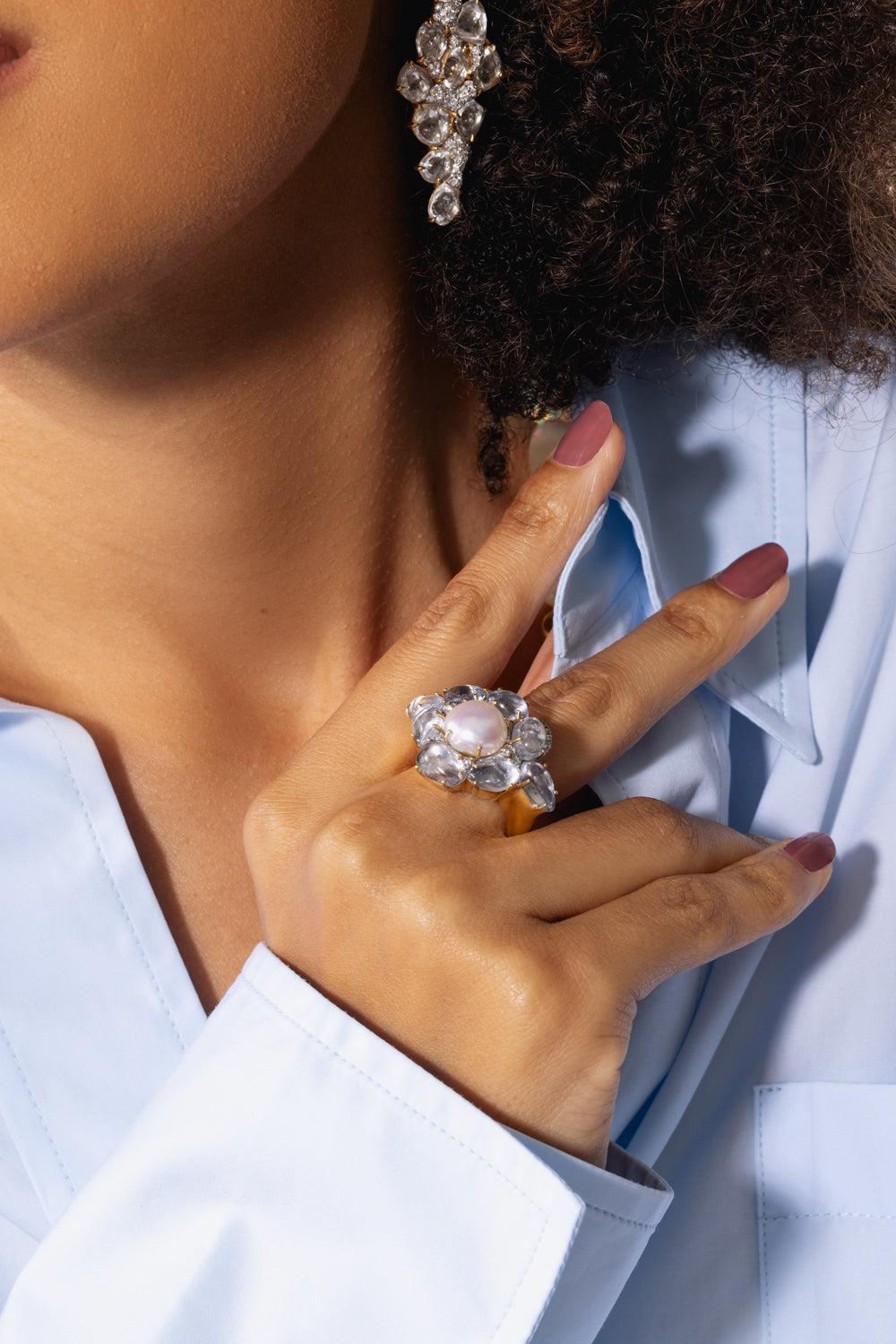 Pearl Purple Sapphire Ring-YELLOW GOLD-7.5-JEWELRYFINE JEWELRING-VICTOR VELYAN