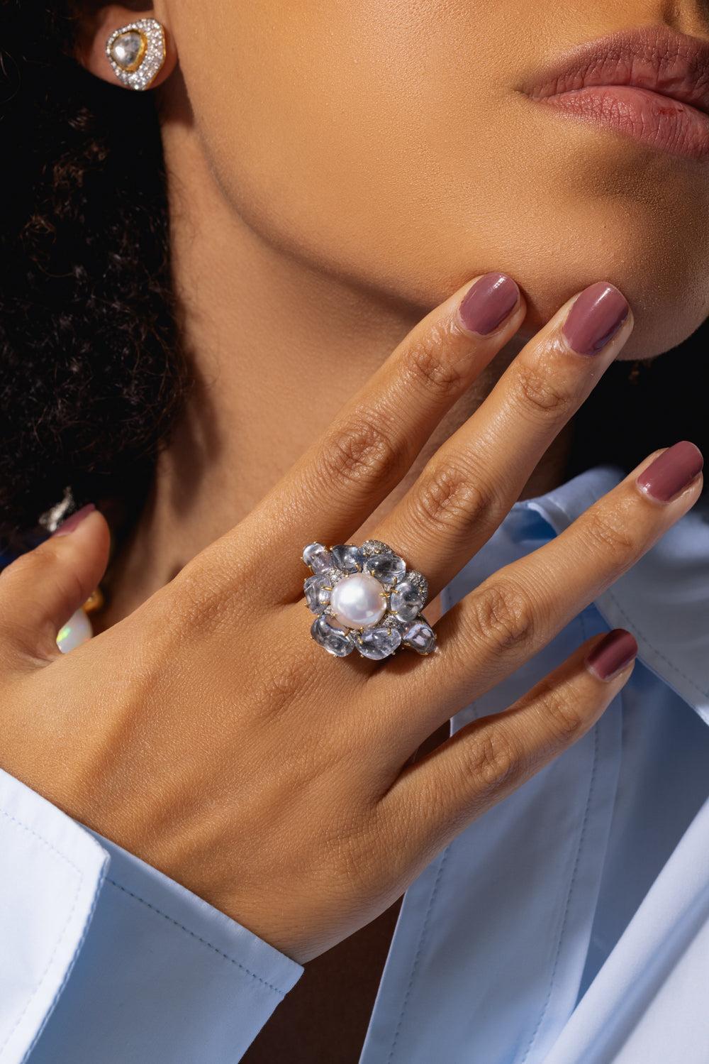 Pearl Purple Sapphire Ring-YELLOW GOLD-7.5-JEWELRYFINE JEWELRING-VICTOR VELYAN