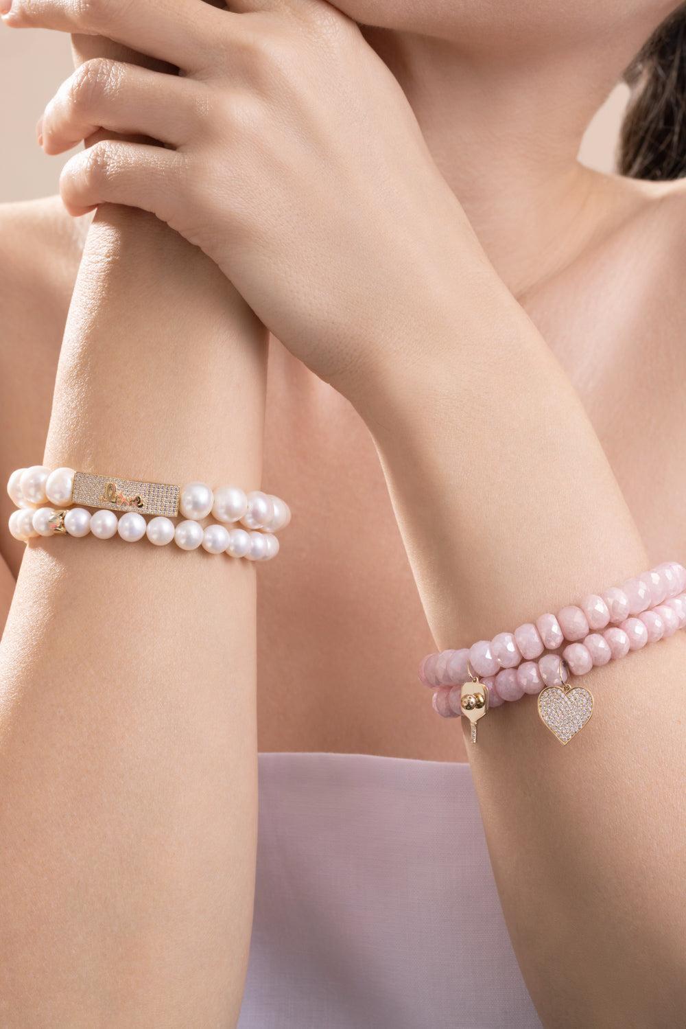 Love Script Pearl Charm Bracelet-YELLOW GOLD-JEWELRYFINE JEWELBRACELET O-SYDNEY EVAN