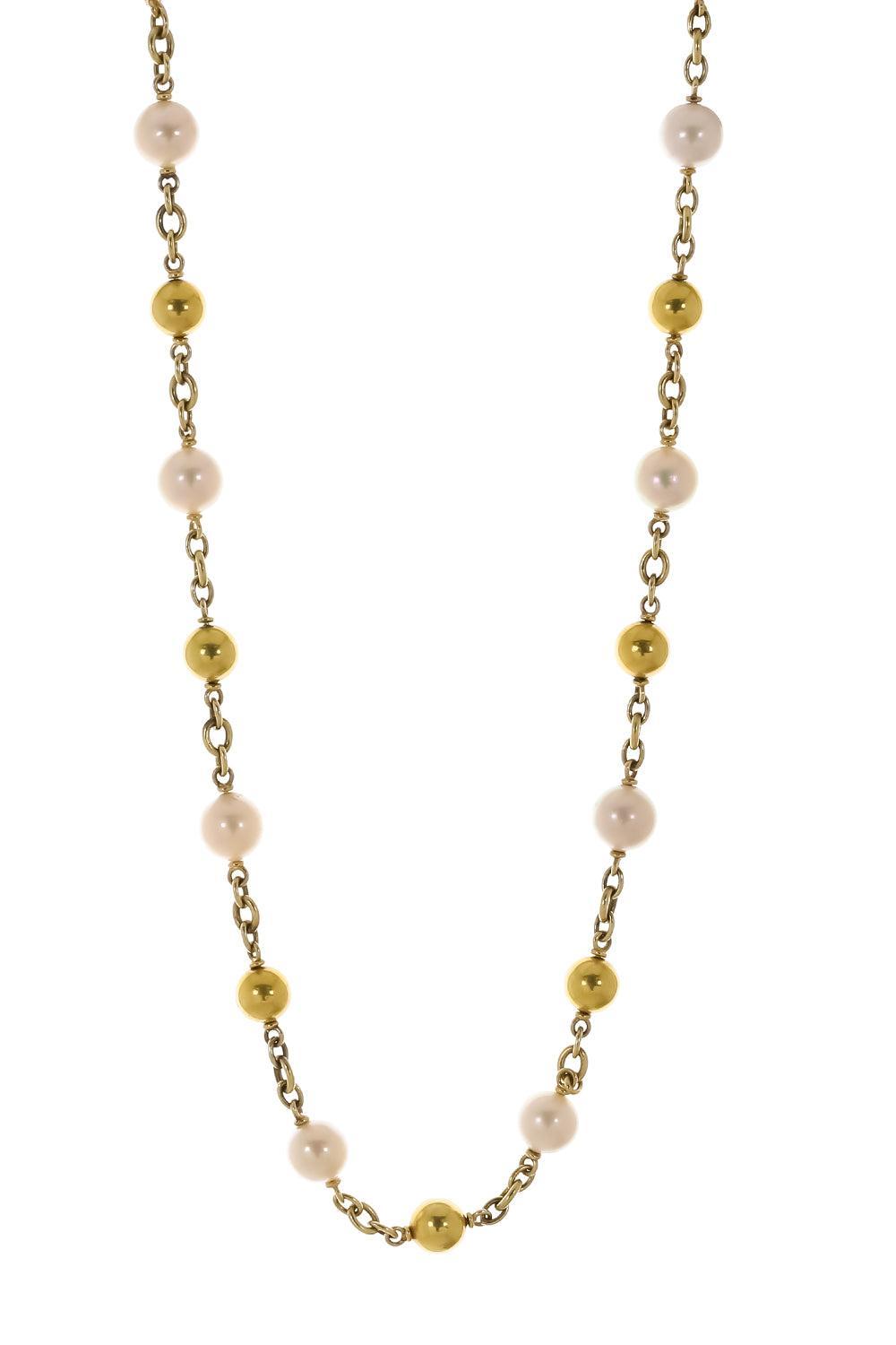 Pearl Beaded Necklace-YELLOW GOLD-32-JEWELRYFINE JEWELNECKLACE O-SYLVA & CIE
