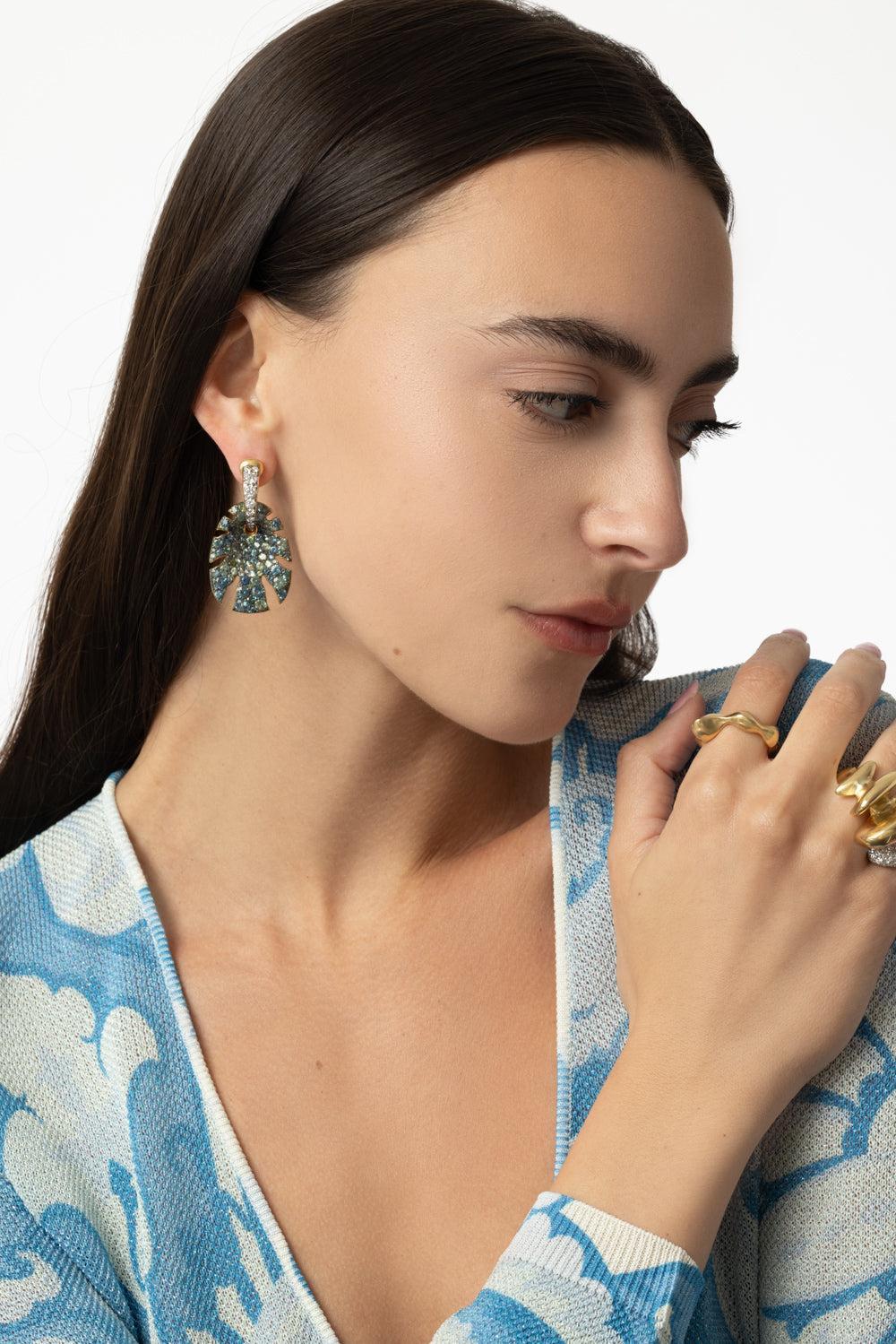 Split Super Sine Sapphire Earrings-YELLOW GOLD-JEWELRYFINE JEWELEARRING-VRAM