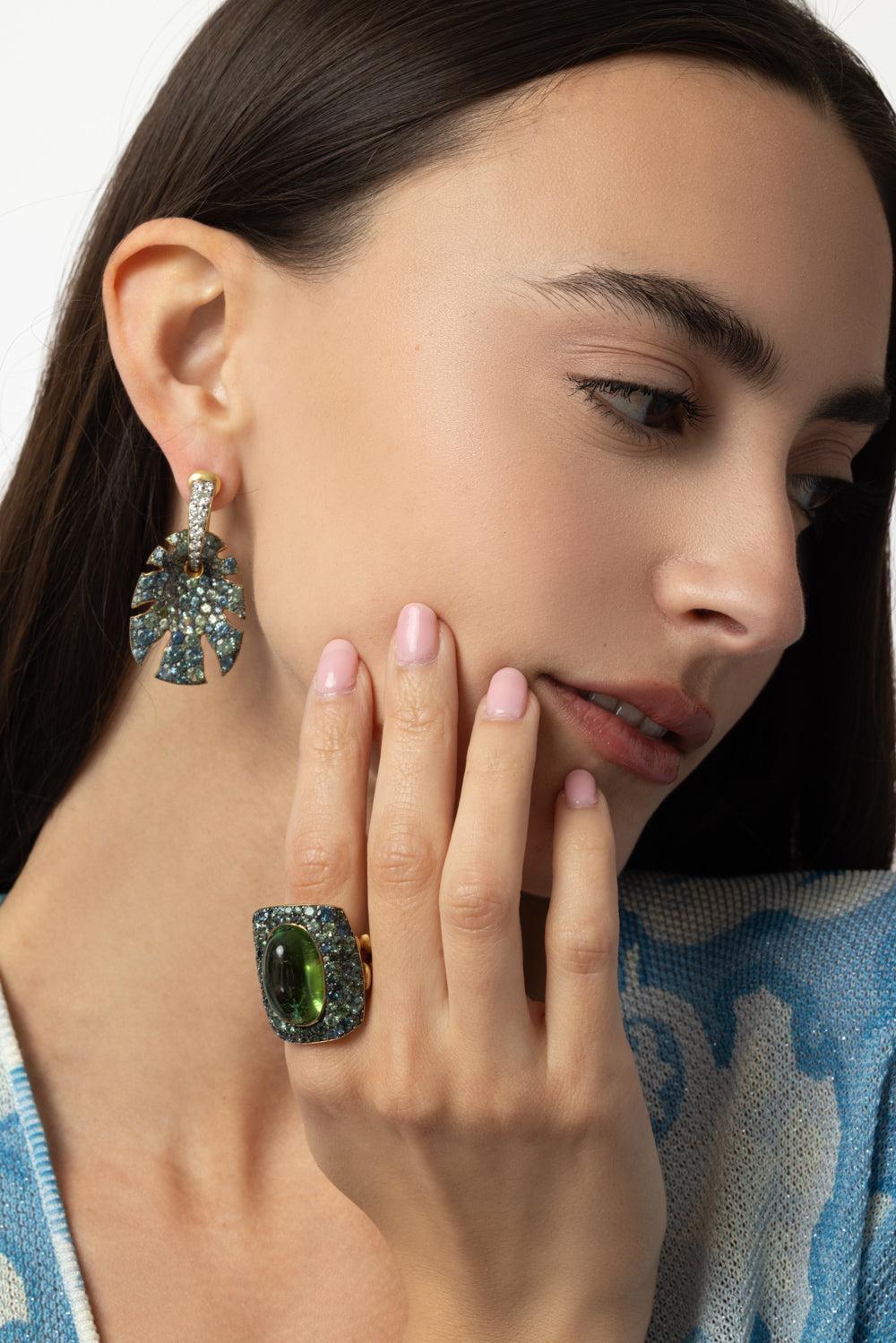 Split Super Sine Sapphire Earrings-YELLOW GOLD-JEWELRYFINE JEWELEARRING-VRAM