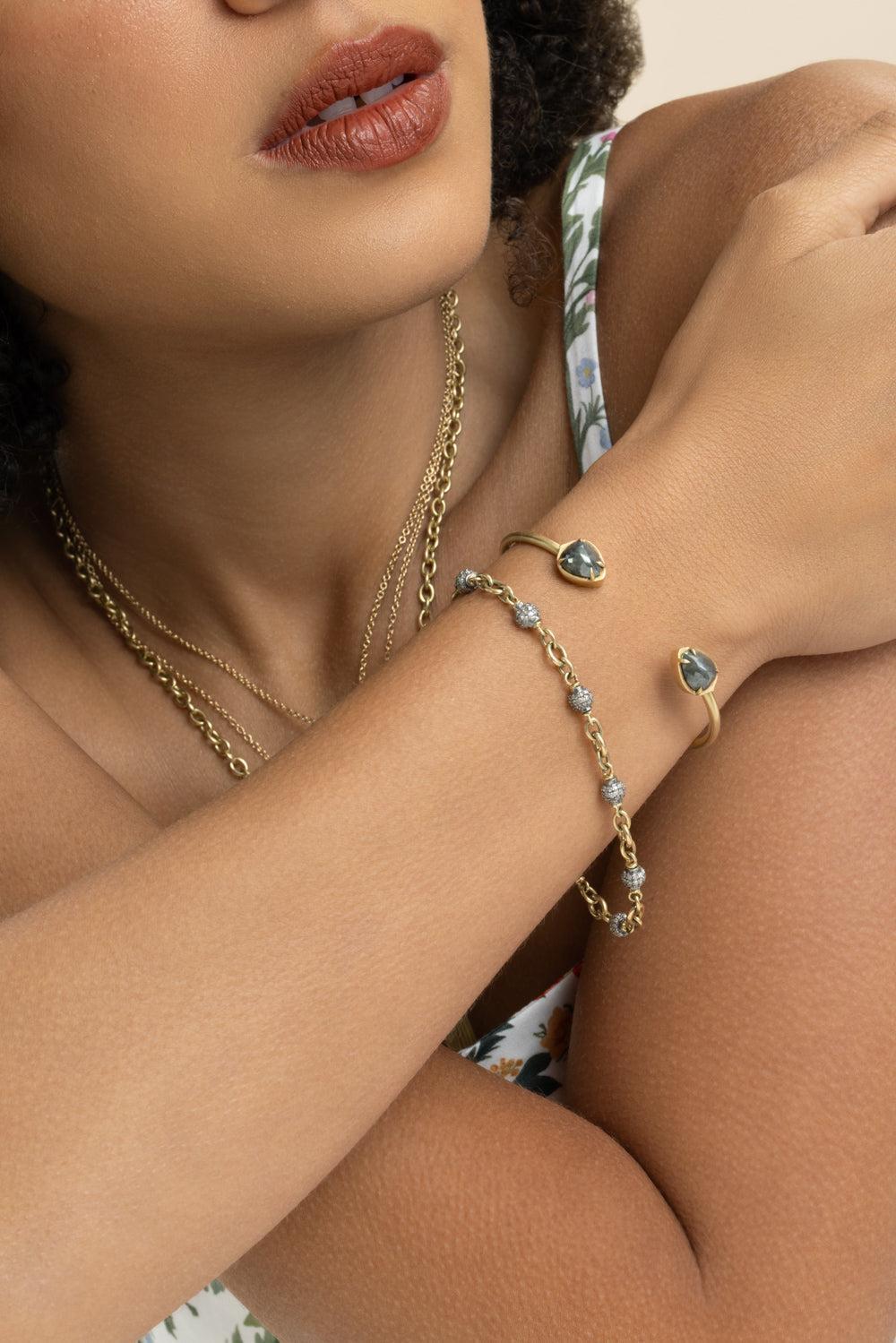 Diamond Bead Bracelet-YELLOW GOLD-7.5-JEWELRYFINE JEWELBRACELET O-SYLVA & CIE