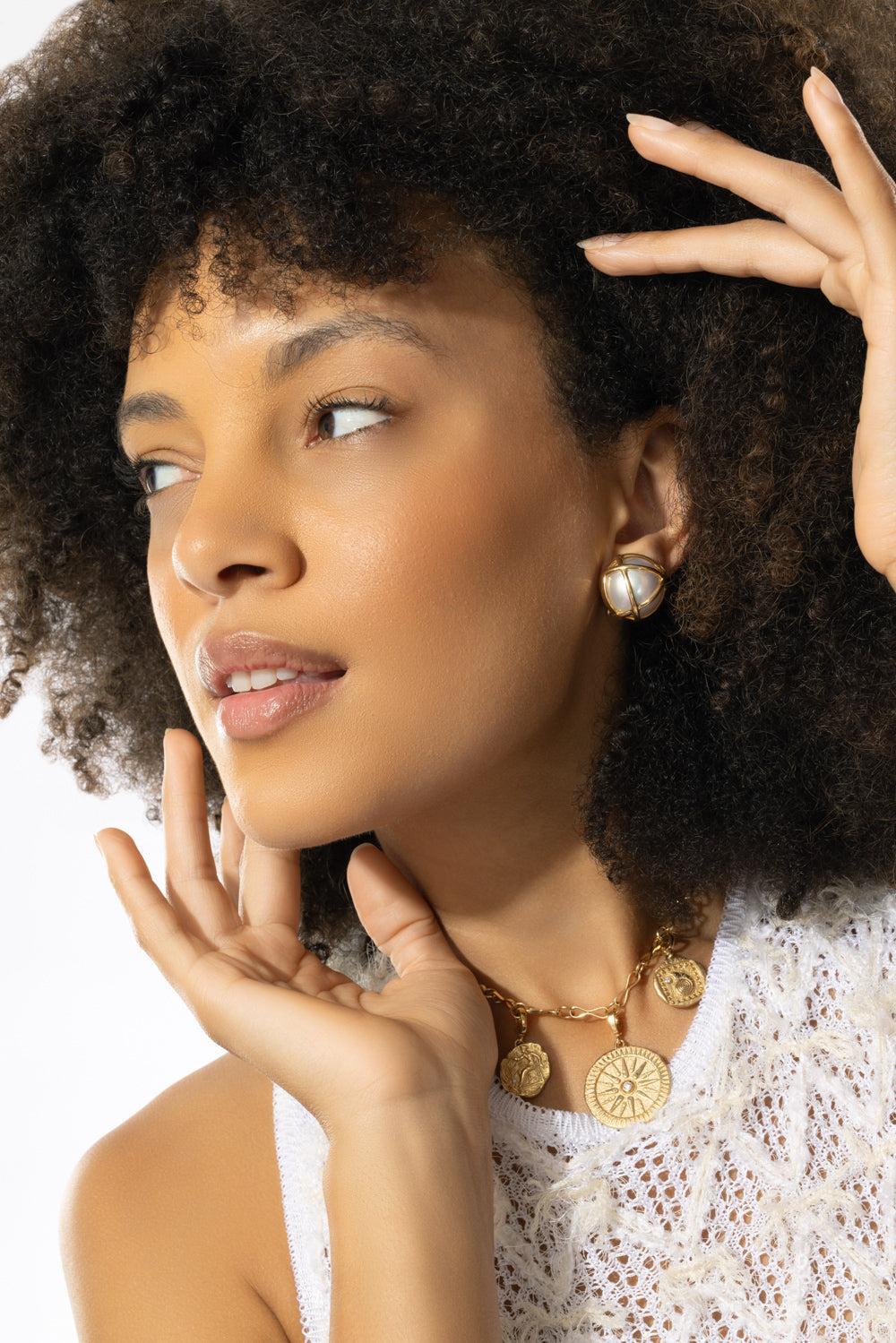 Caged Pearl Earrings-YELLOW GOLD-JEWELRYFINE JEWELEARRING-VERDURA