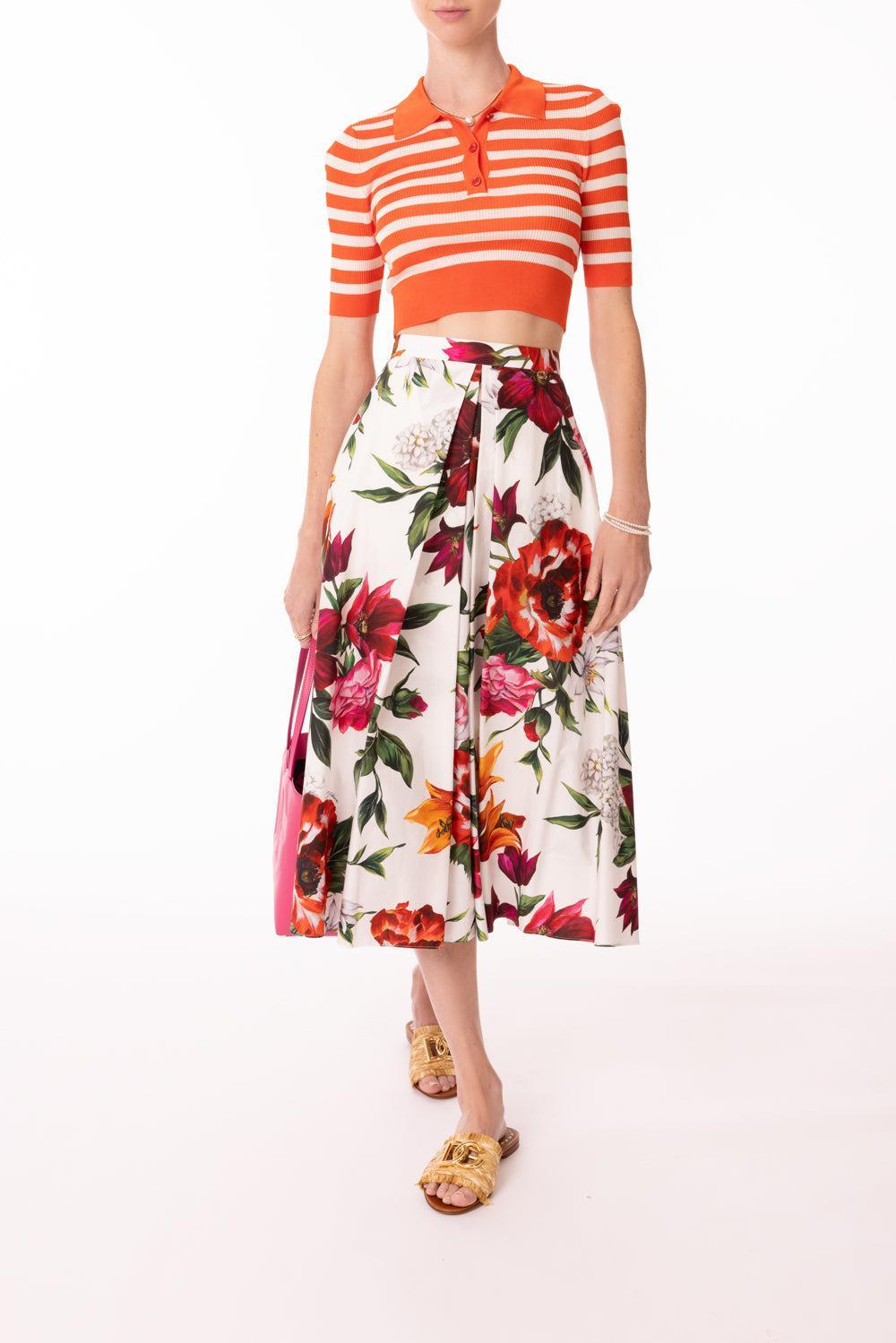 Cropped Stripe Polo-RED/WHT-38-CLOTHINGTOPTANK-DOLCE & GABBANA