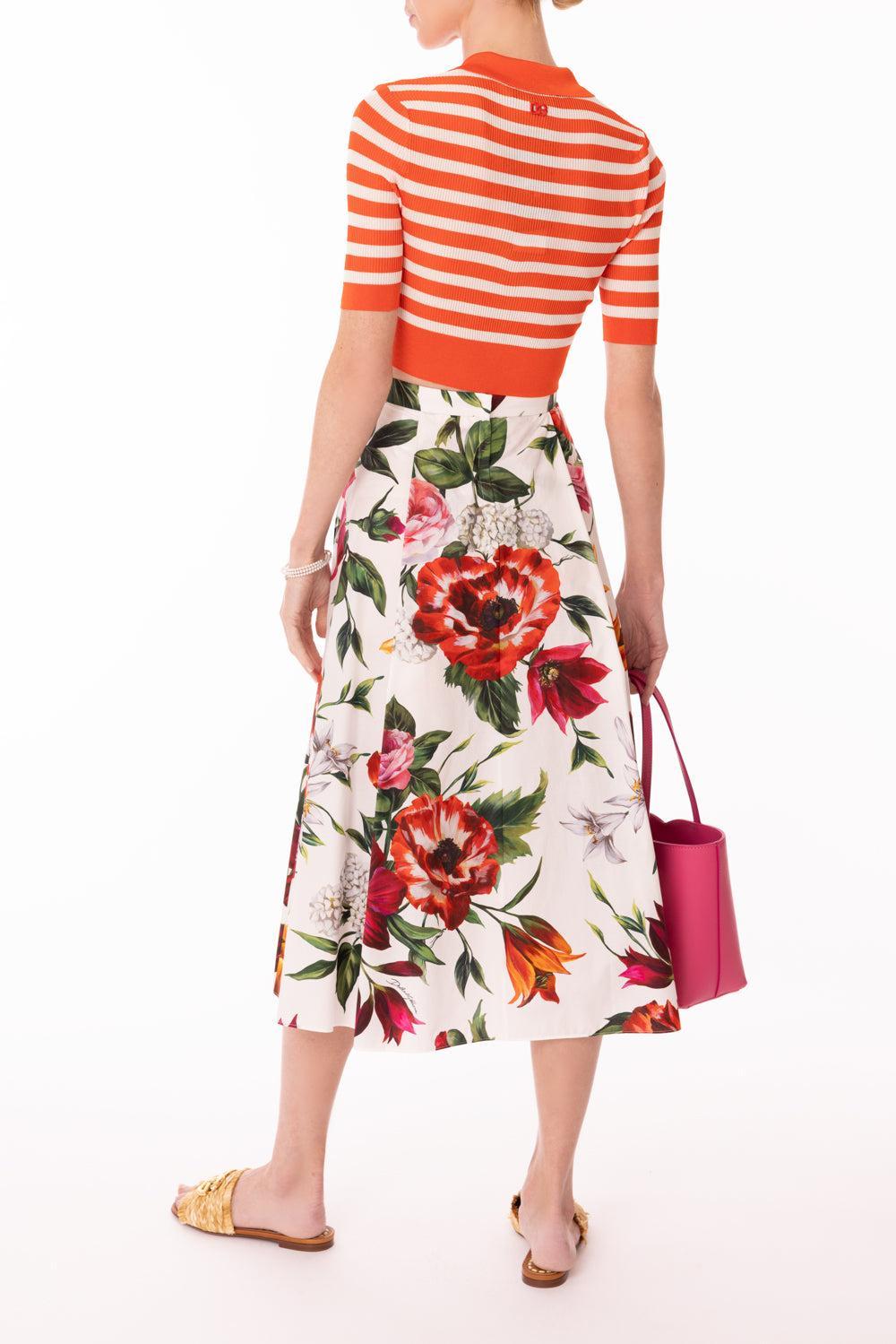 Cropped Stripe Polo-RED/WHT-38-CLOTHINGTOPTANK-DOLCE & GABBANA