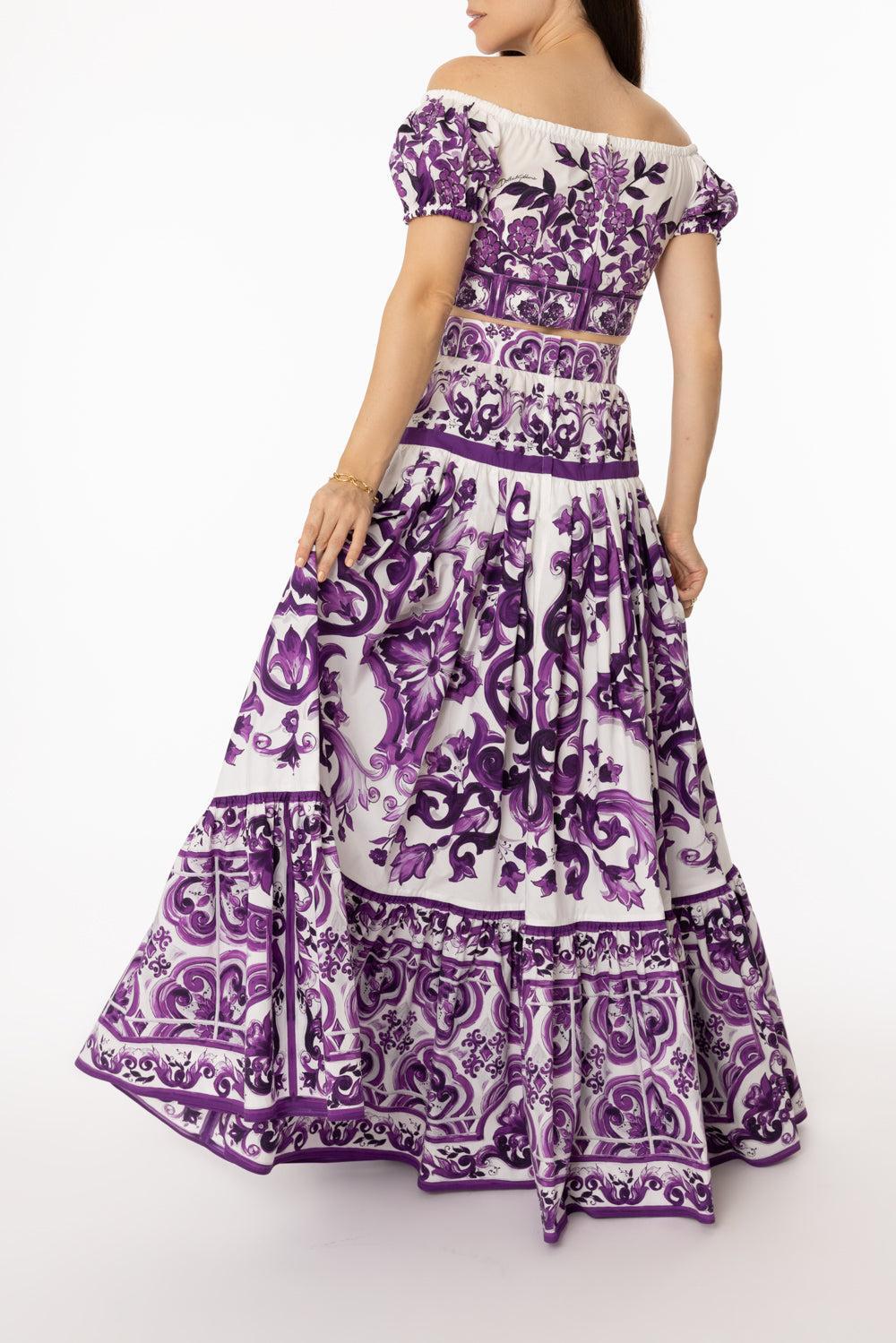 Maiolica Maxi Skirt-MXMAIVIO-40-CLOTHINGSKIRTMAXI-DOLCE & GABBANA