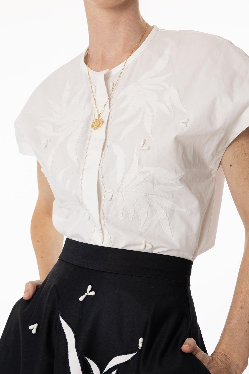 Embroidered Cropped Shirt-OPTIC WHITE-38-CLOTHINGTOPBLOUSE-MANTU