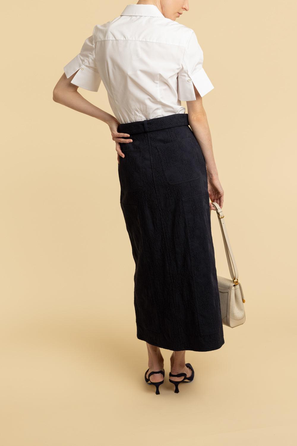 Embroidered Short Sleeve Shirt-WHITE-2-CLOTHINGTOPBLOUSE-ERDEM