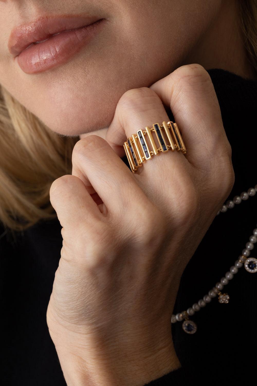 Blue Sapphire Paro Ring-YELLOW GOLD-8-JEWELRYFINE JEWELRING-MOKSH