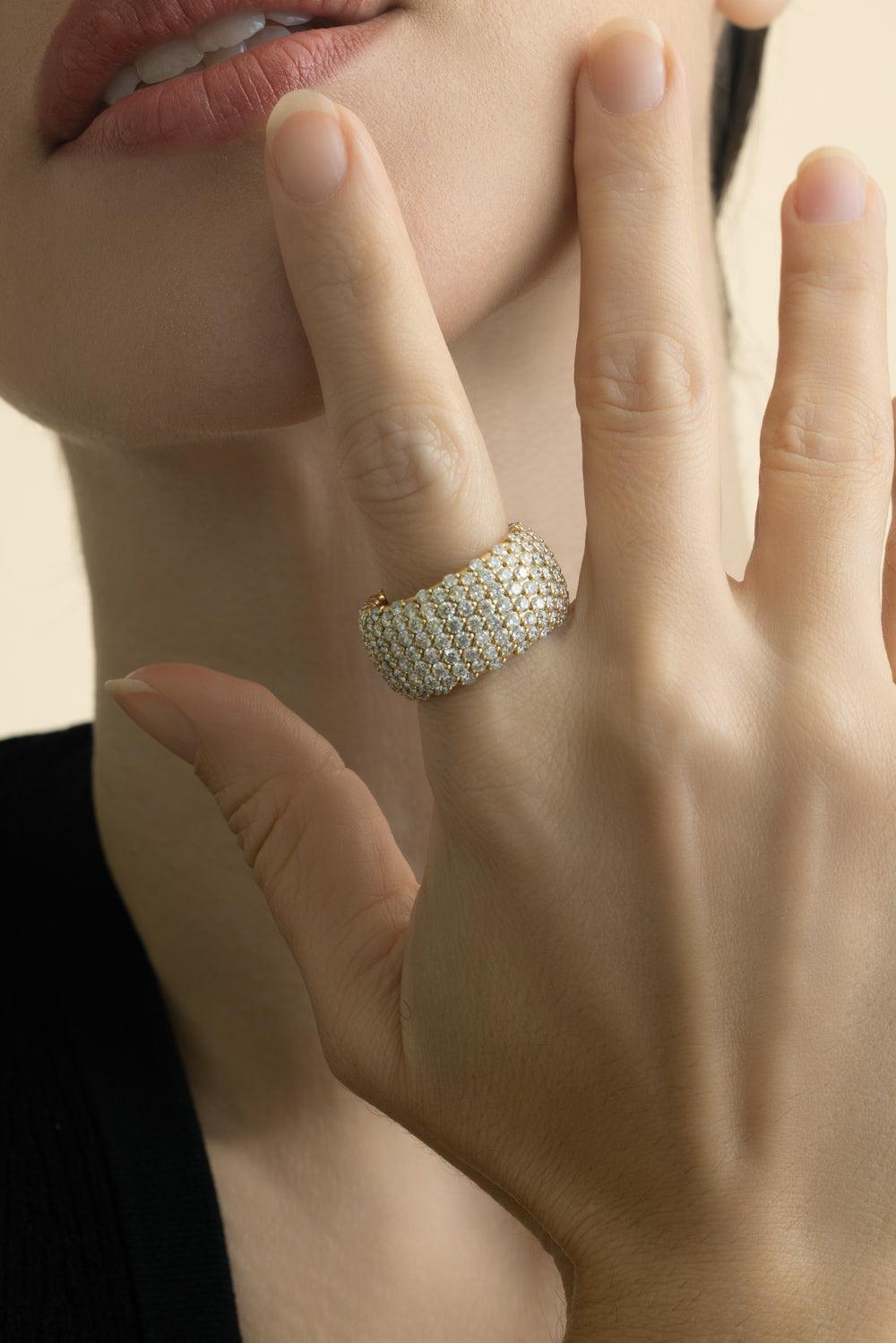 Diamond Domed Wide Stretch Ring-WHITE GOLD-8-JEWELRYFINE JEWELRING-ZYDO