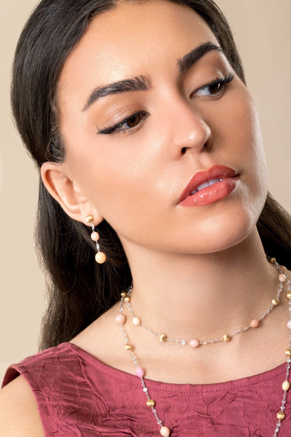 Pink Conch Pearl Diamond Unico Earrings-YELLOW GOLD-JEWELRYFINE JEWELEARRING-MARCO BICEGO