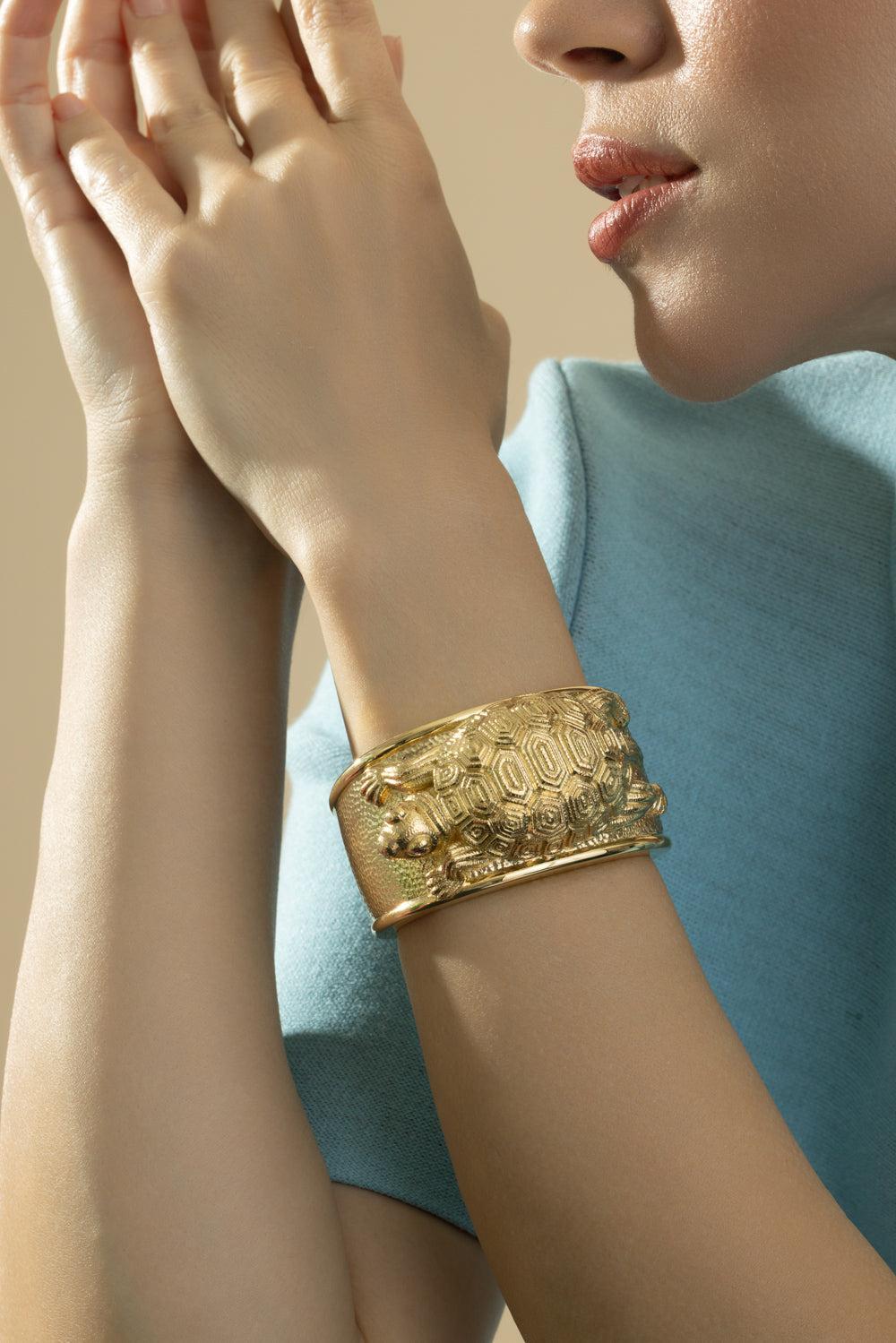 Tortoise Repousse Bracelet-YELLOW GOLD-JEWELRYFINE JEWELBRACELET O-DAVID WEBB