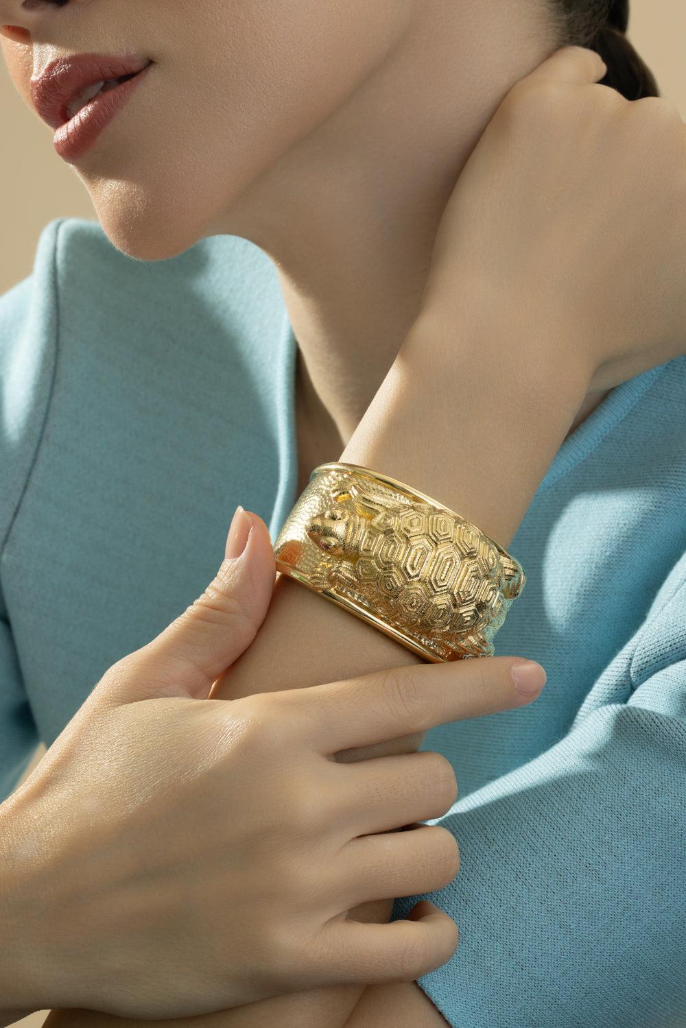 Tortoise Repousse Bracelet-YELLOW GOLD-JEWELRYFINE JEWELBRACELET O-DAVID WEBB