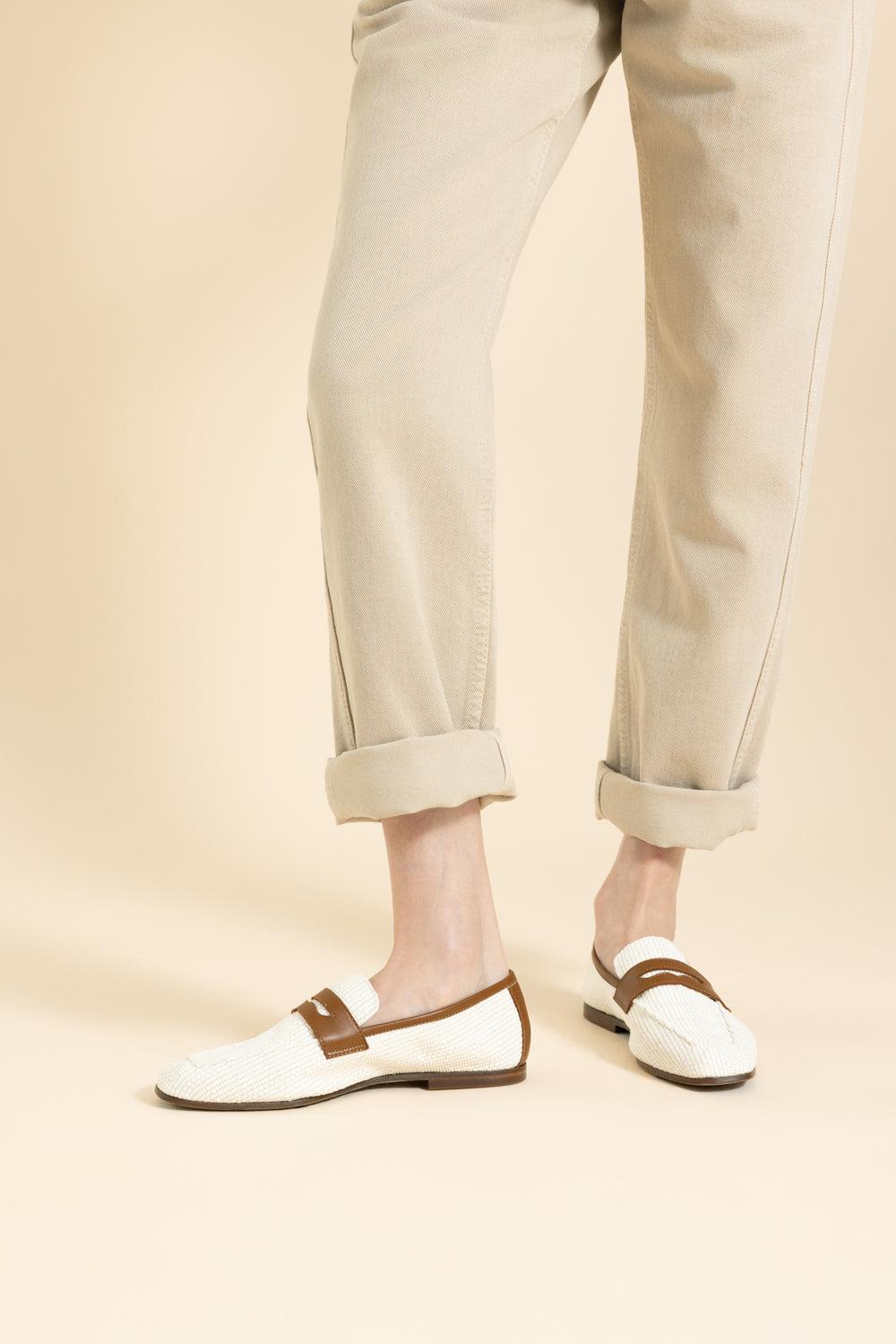Essenziale Loafer - White Brown-WHT/BRN-36-SHOEFLAT SHOE-SOPHIQUE