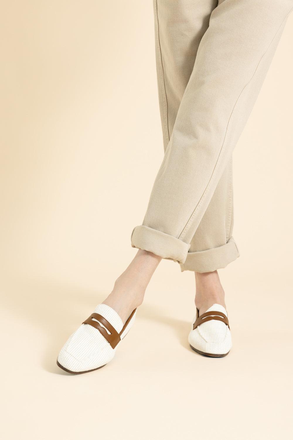 Essenziale Loafer - White Brown-WHT/BRN-36-SHOEFLAT SHOE-SOPHIQUE
