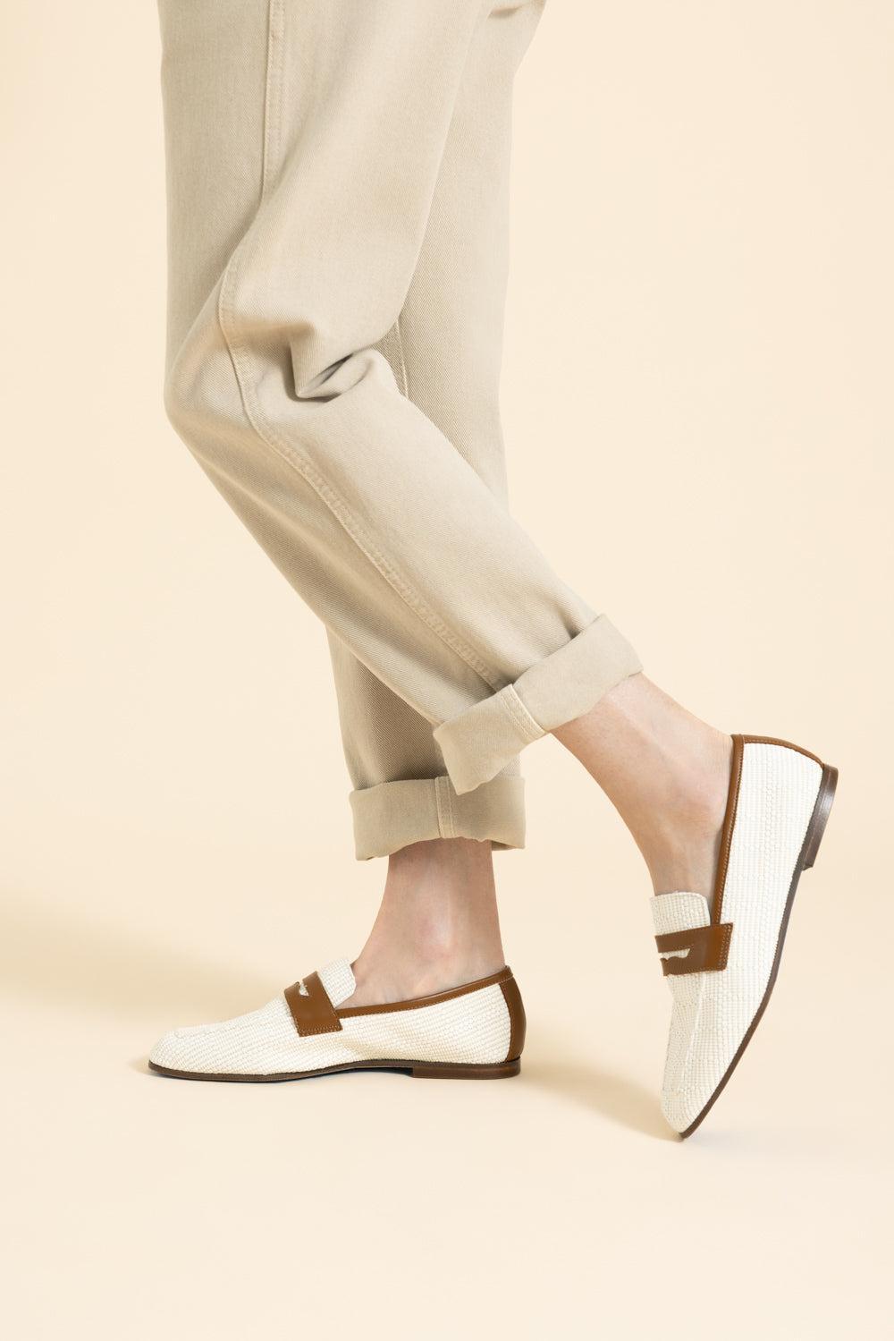 Essenziale Loafer - White Brown-WHT/BRN-36-SHOEFLAT SHOE-SOPHIQUE