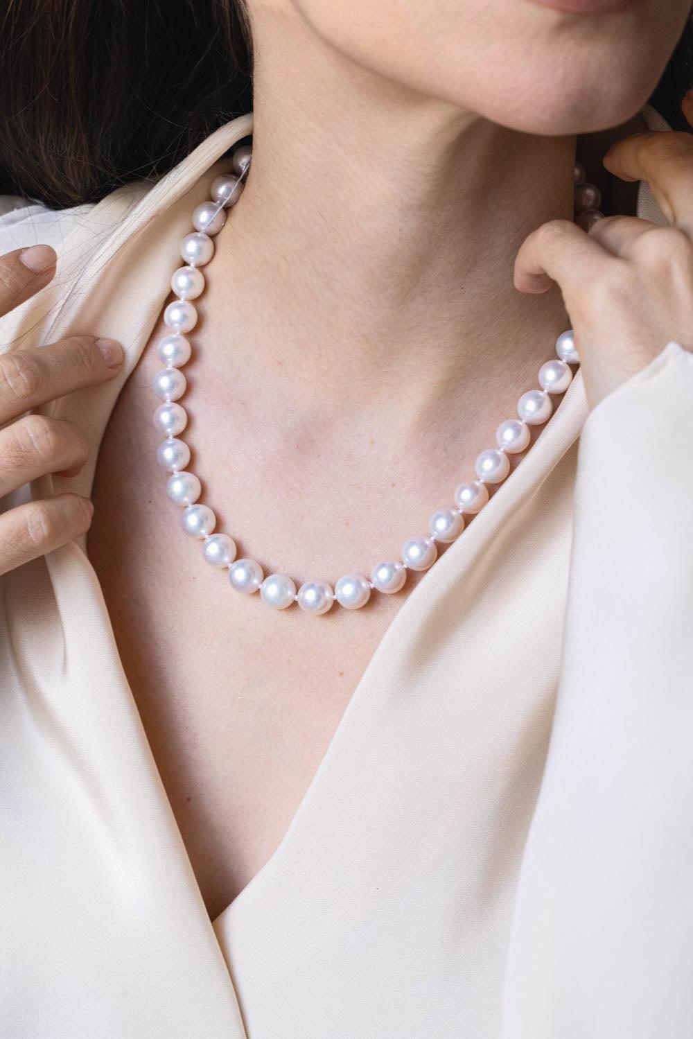 Akoya Pearl Necklace-YELLOW GOLD-JEWELRYFINE JEWELNECKLACE O-BAGGINS