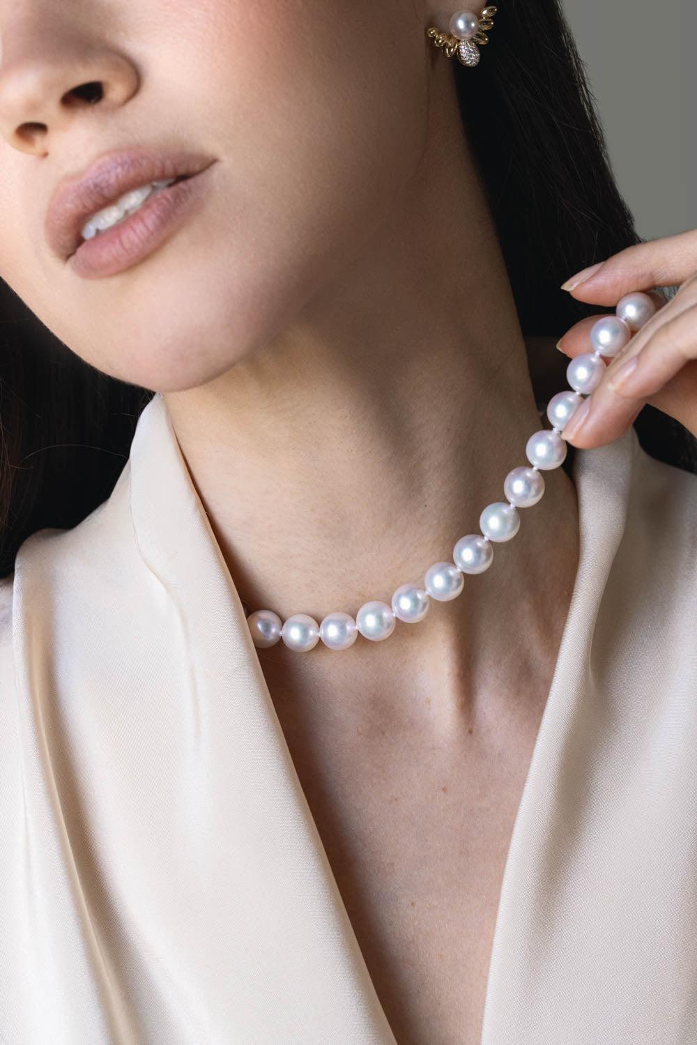 Akoya Pearl Necklace-YELLOW GOLD-JEWELRYFINE JEWELNECKLACE O-BAGGINS