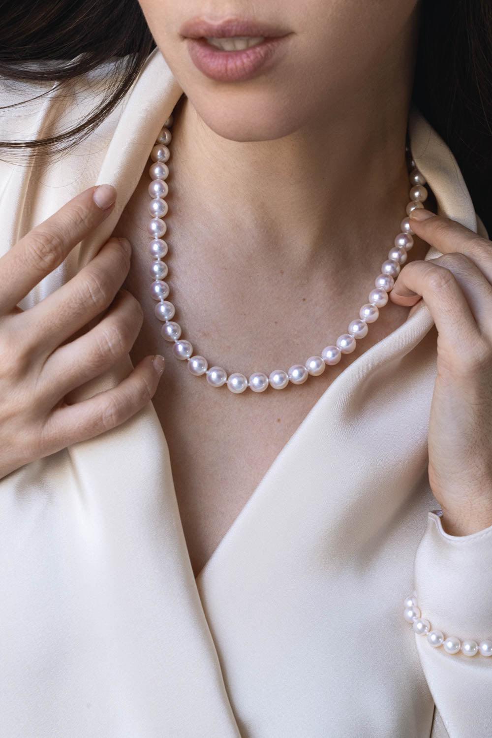 Akoya Pearl Necklace-YELLOW GOLD-JEWELRYFINE JEWELNECKLACE O-BAGGINS