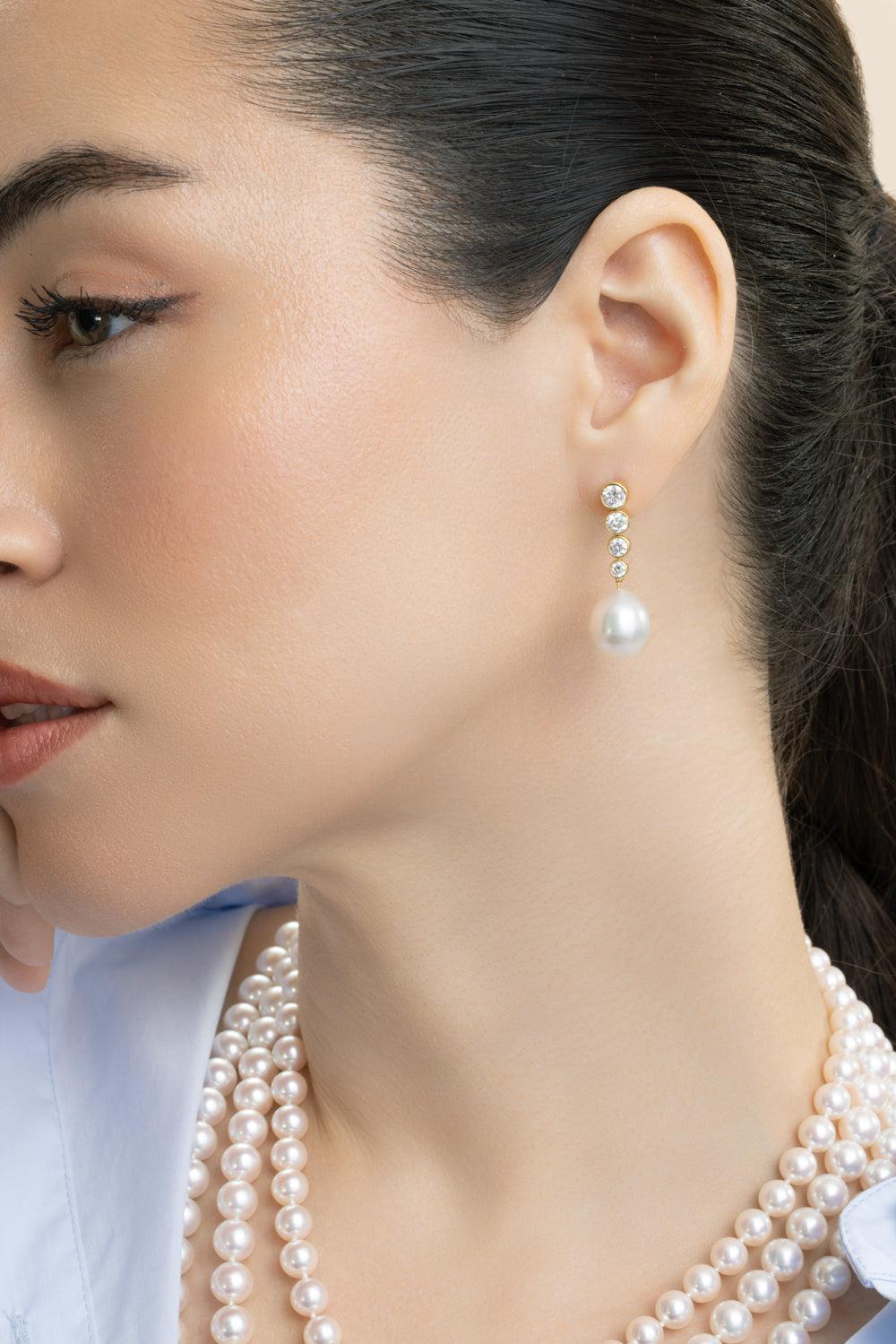 South Sea Pearl Diamond Earrings-YELLOW GOLD-JEWELRYFINE JEWELEARRING-ASSAEL