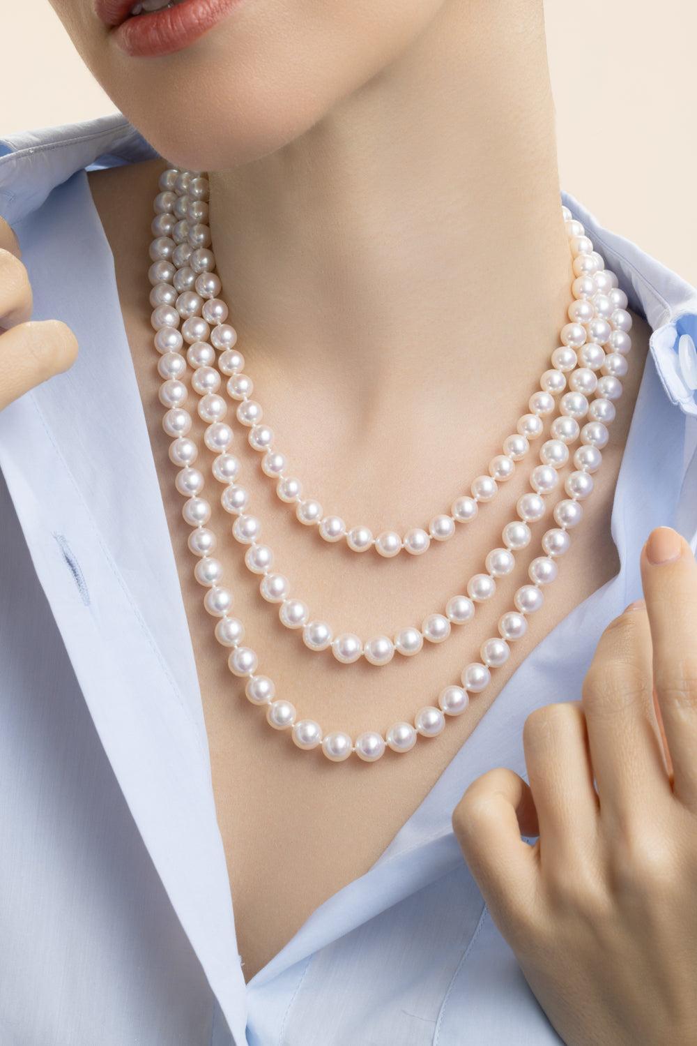 Japanese Akoya Pearl Necklace-WHITE GOLD-40-JEWELRYFINE JEWELNECKLACE O-ASSAEL