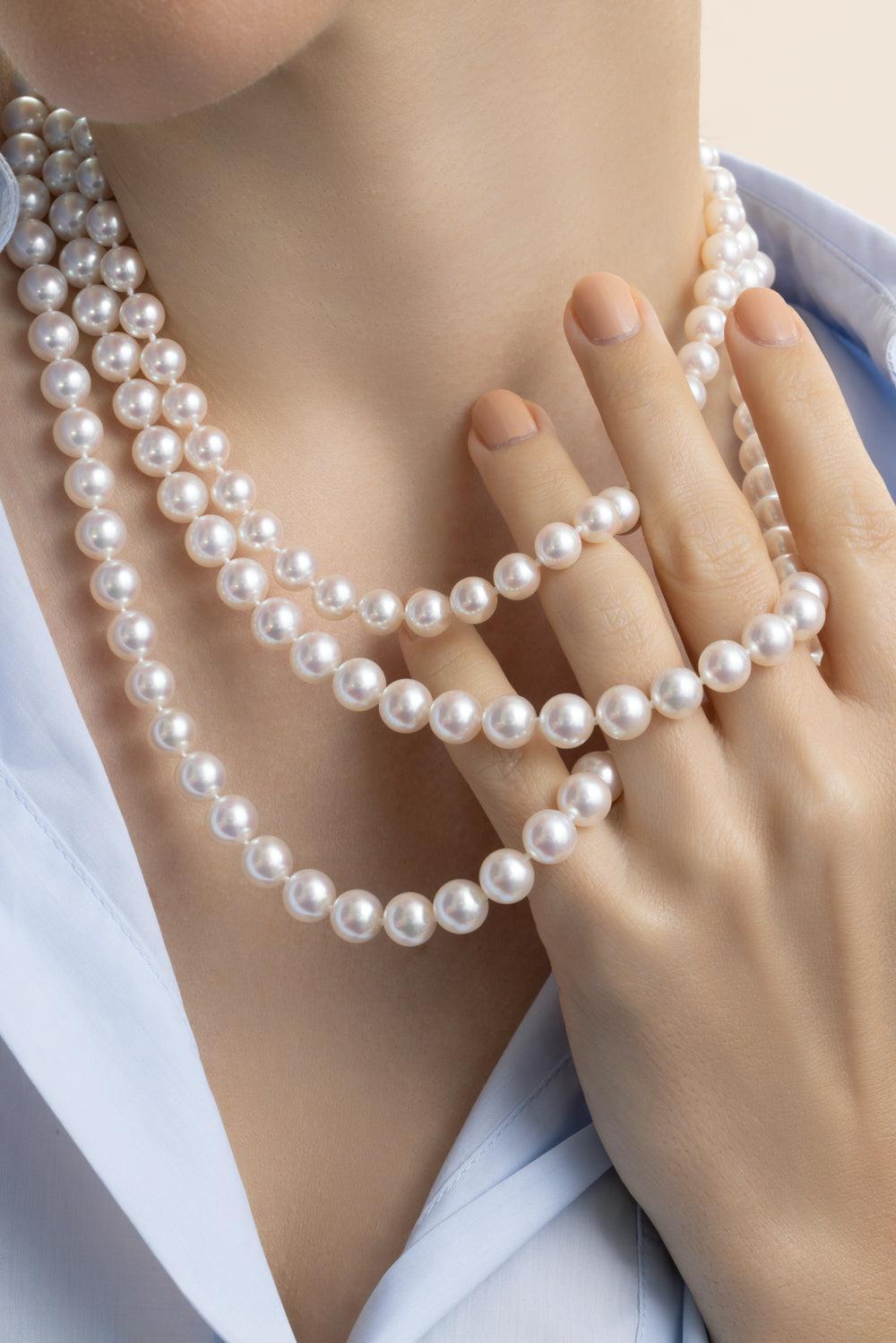 Japanese Akoya Pearl Necklace-WHITE GOLD-40-JEWELRYFINE JEWELNECKLACE O-ASSAEL