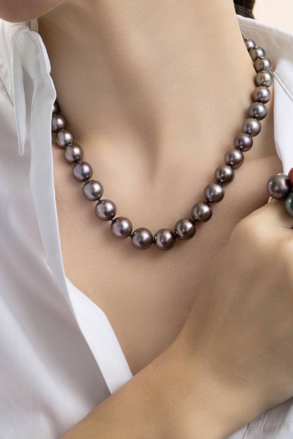 Round Tahitian Pearl Necklace-WHITE GOLD-16.75-JEWELRYFINE JEWELNECKLACE O-ASSAEL