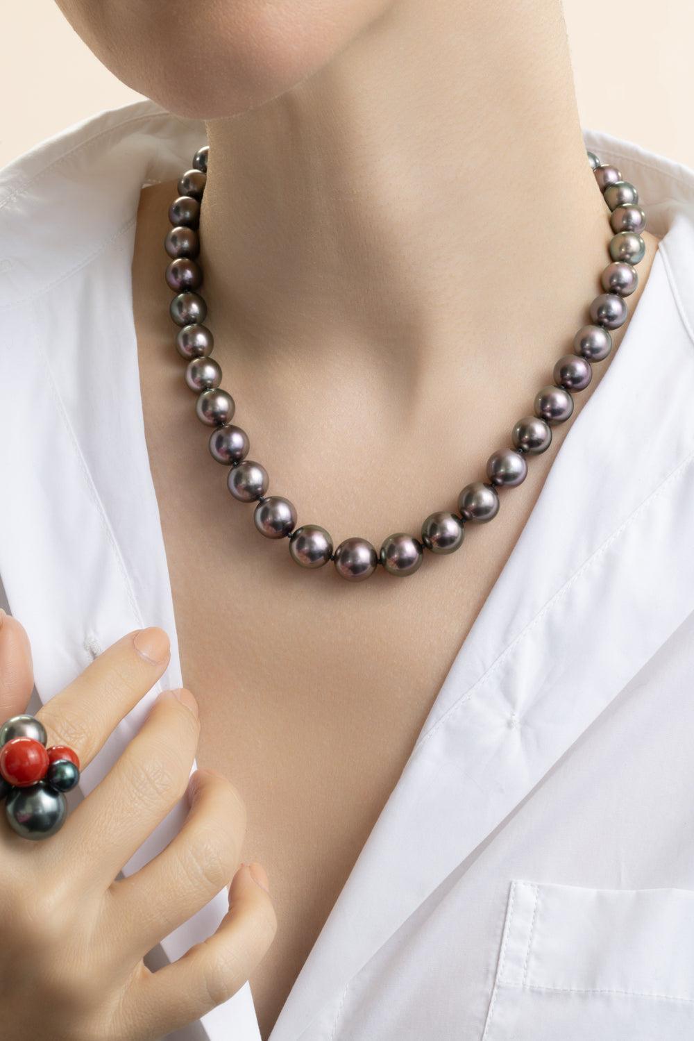 Round Tahitian Pearl Necklace-WHITE GOLD-16.75-JEWELRYFINE JEWELNECKLACE O-ASSAEL