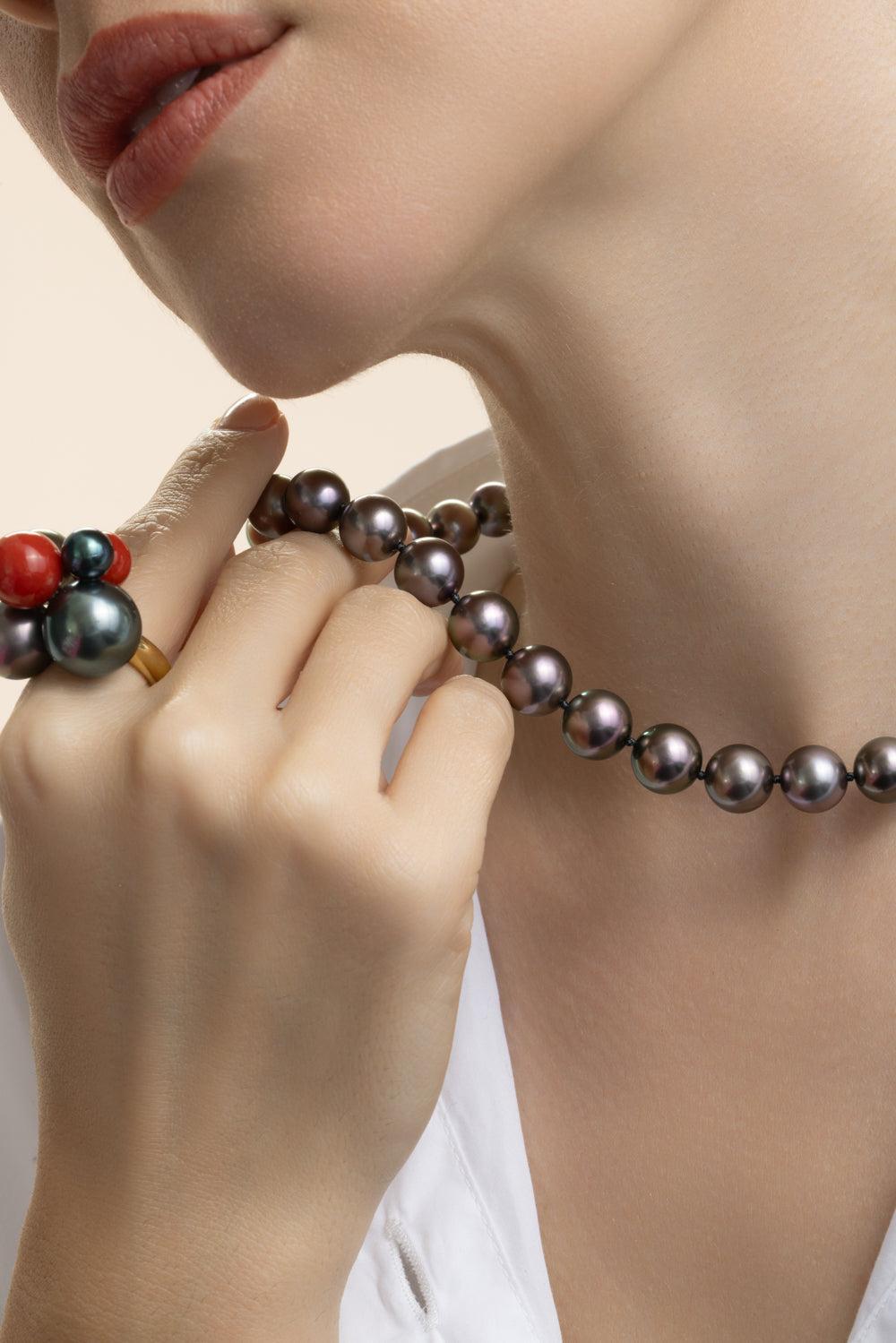 Round Tahitian Pearl Necklace-WHITE GOLD-16.75-JEWELRYFINE JEWELNECKLACE O-ASSAEL