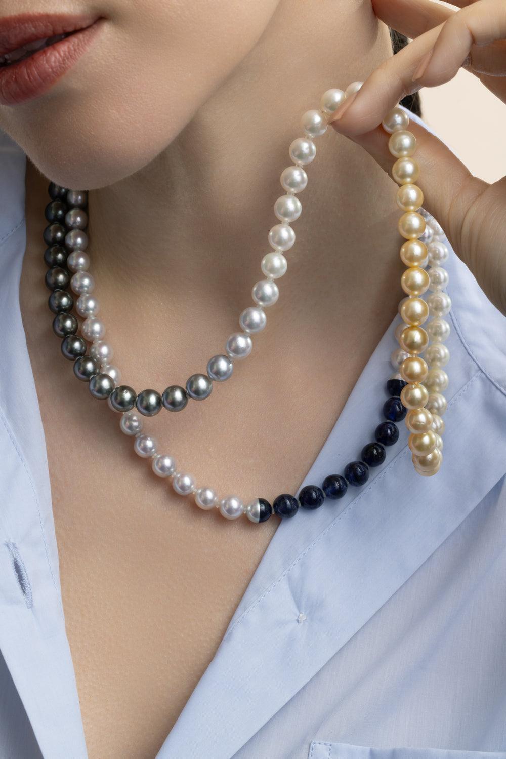 Assorted Pearl Sectional Necklace-PLATINUM-JEWELRYFINE JEWELNECKLACE O-YUTAI