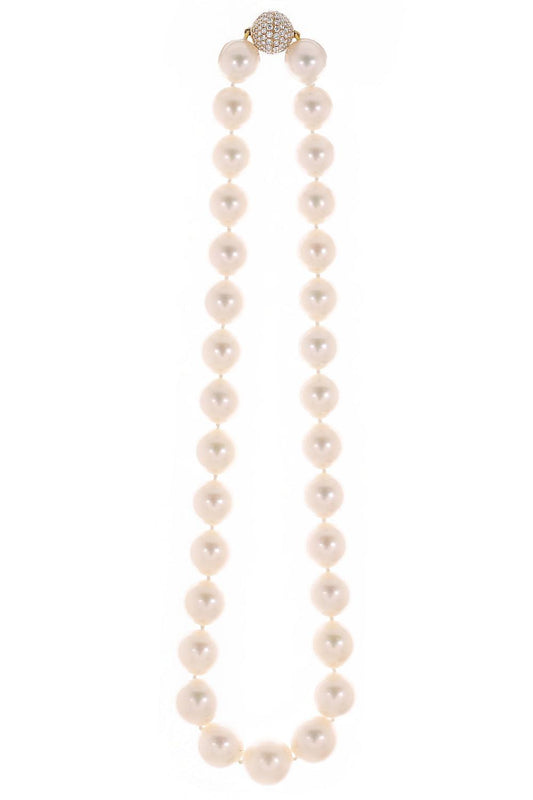 South Sea Pearl Diamond Necklace-YELLOW GOLD-17-JEWELRYFINE JEWELNECKLACE O-ASSAEL