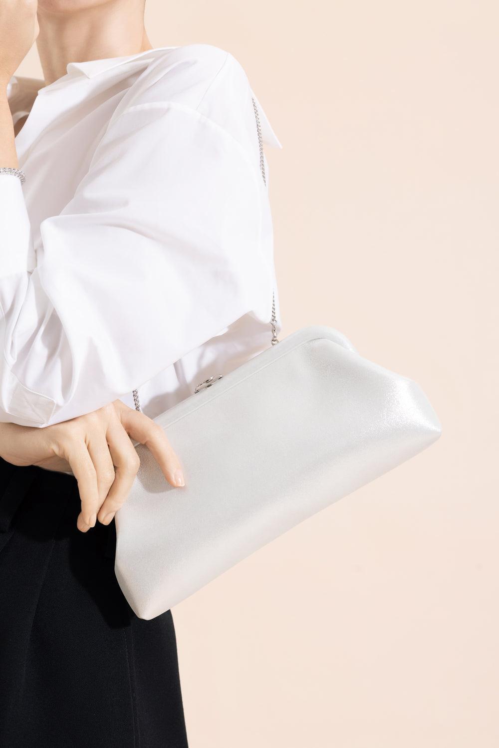 Skylar Shimmer Clutch - Silver-SLVRSLVR-HANDBAGCLUTCHES-JIMMY CHOO