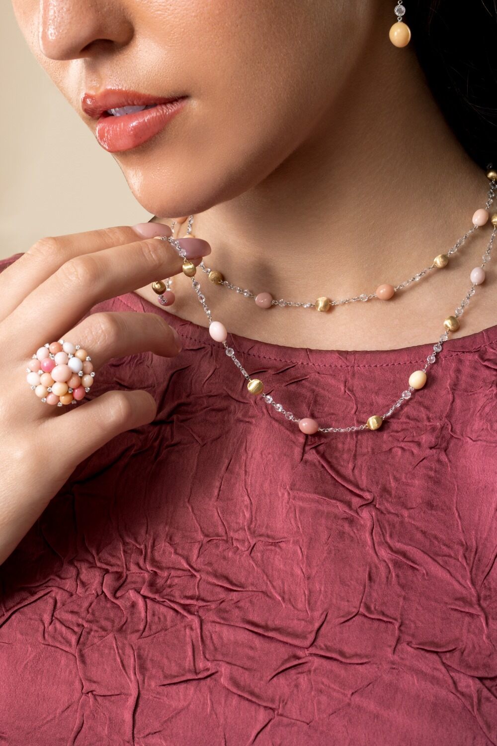 Pink Conch Pearl Diamond Unico Necklace-YELLOW GOLD-36.5-JEWELRYFINE JEWELNECKLACE O-MARCO BICEGO