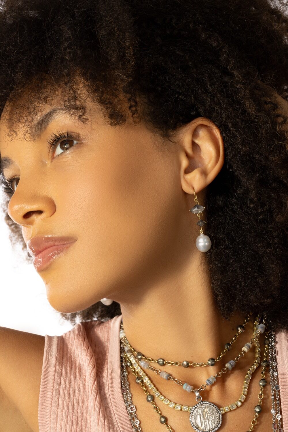 South Sea Pearl Rough Cut Earrings-YELLOW GOLD-JEWELRYFINE JEWELEARRING-SYLVA & CIE