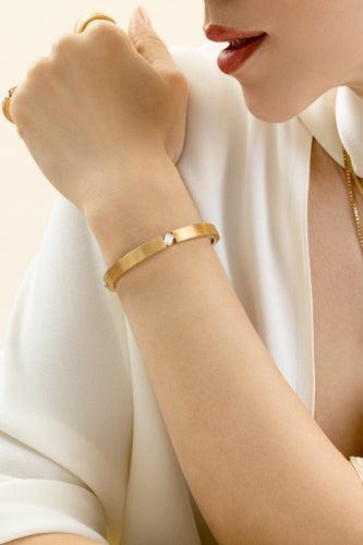 Diamond Orbit Bangle Bracelet-YELLOW GOLD-JEWELRYFINE JEWELBRACELET O-LORAIDA