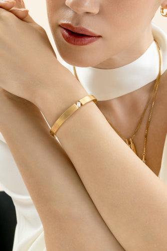 Diamond Orbit Bangle Bracelet-YELLOW GOLD-JEWELRYFINE JEWELBRACELET O-LORAIDA