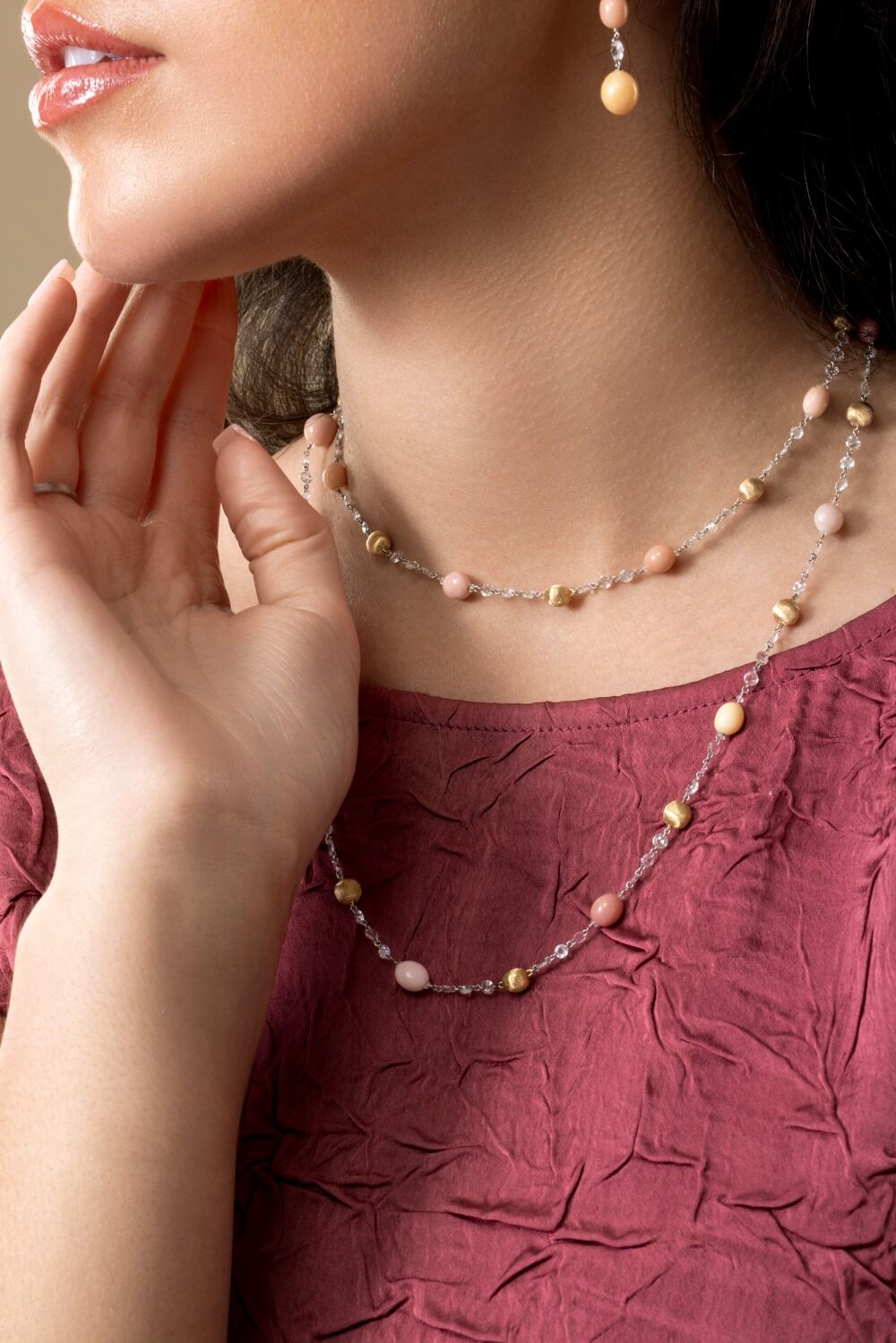 Pink Conch Pearl Diamond Unico Necklace-YELLOW GOLD-36.5-JEWELRYFINE JEWELNECKLACE O-MARCO BICEGO