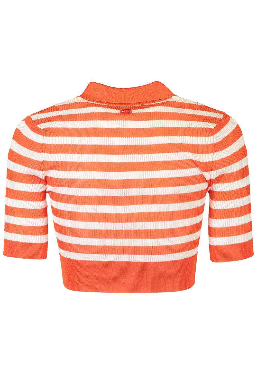 Cropped Stripe Polo-RED/WHT-38-CLOTHINGTOPTANK-DOLCE & GABBANA