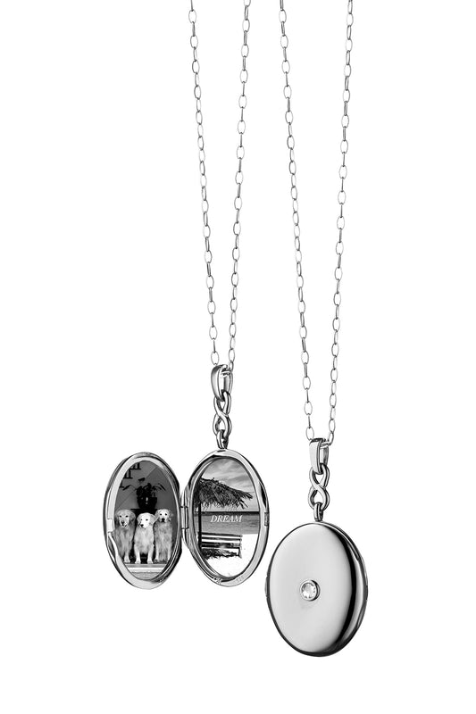 White Sapphire Infinity Locket Necklace-SILVER-30-JEWELRYFINE JEWELNECKLACE O-MONICA RICH KOSANN