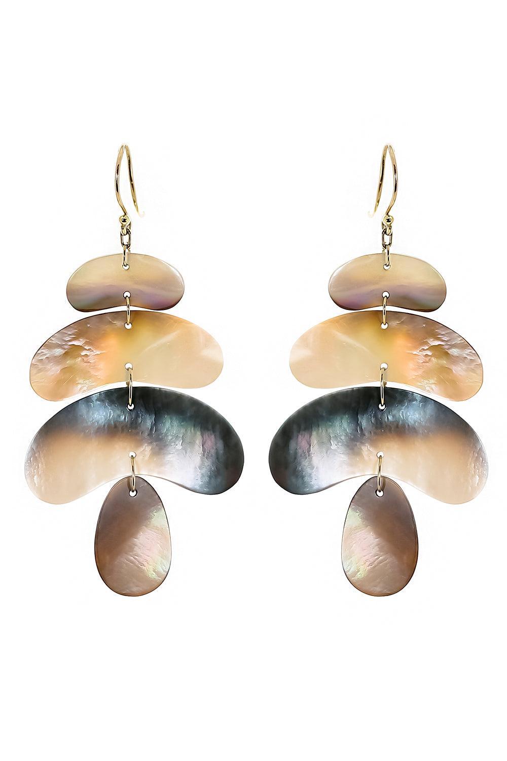 Black Pearl Flat Totem Earrings-YELLOW GOLD-JEWELRYFINE JEWELEARRING-TEN THOUSAND THINGS