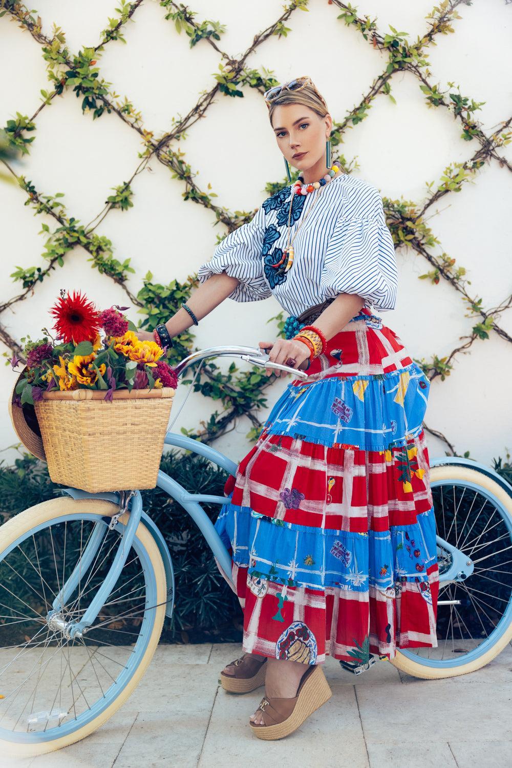 Belle Blouse-WHT/BLUE-XS-CLOTHINGTOPBLOUSE-SILVIA TCHERASSI