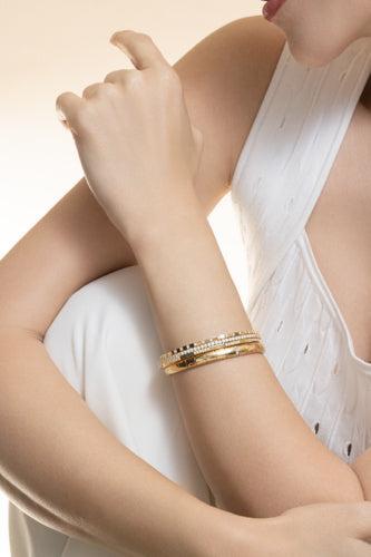 Diamond Bar Pura Stretch Bracelet-YELLOW GOLD-JEWELRYFINE JEWELBRACELET O-ROBERTO DEMEGLIO