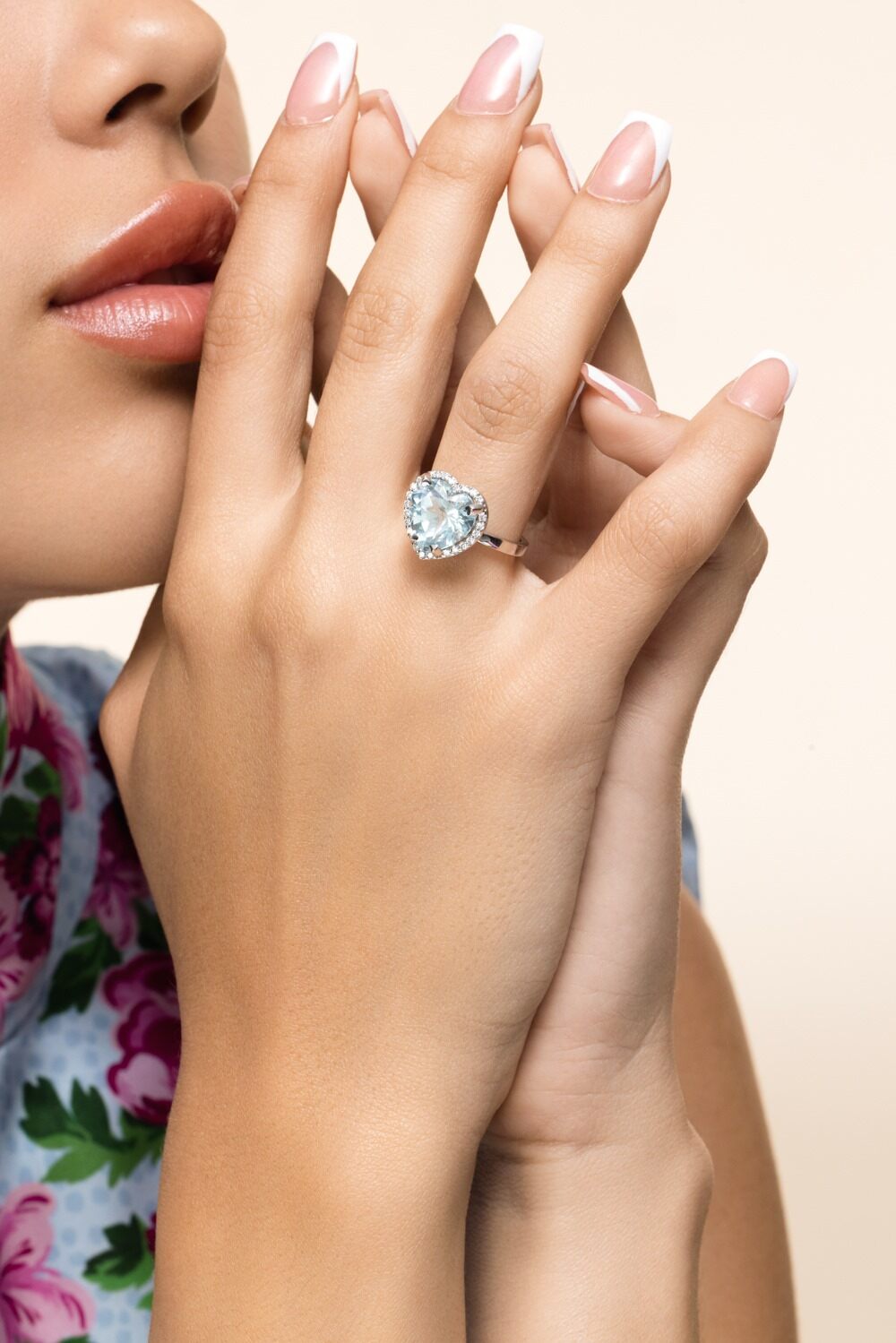 Aquamarine Diamond Heart Ring-WHITE GOLD-5.75-JEWELRYFINE JEWELRING-LISA NIK